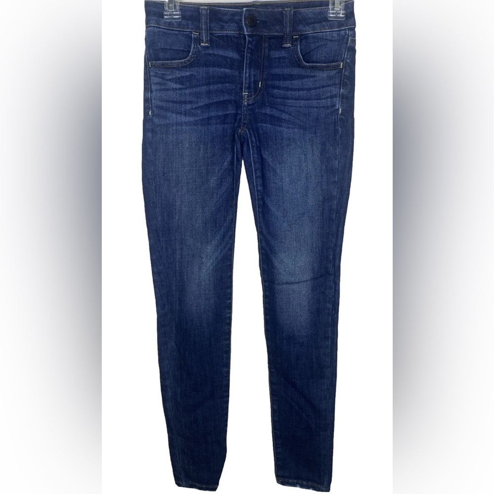 American Eagle Outfitters Juniors Jeggings 0 Short Blue Super Stretch Distressed